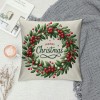 Ulloord  Merry Christmas Wreath Throw pillow Cover Home Decor Cushion Case for Sofa Couch Farmhouse Christmas Decorations