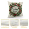 Ulloord  Merry Christmas Wreath Throw pillow Cover Home Decor Cushion Case for Sofa Couch Farmhouse Christmas Decorations