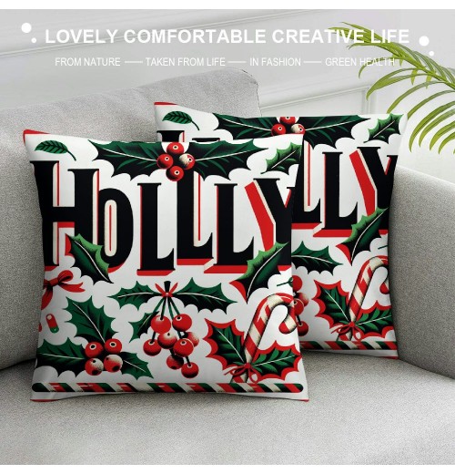 Ulloord Christmas pillow Covers Farmhouse Christmas Decorations Wreath Holiday Decor Throw Cushion Case for Home Couch