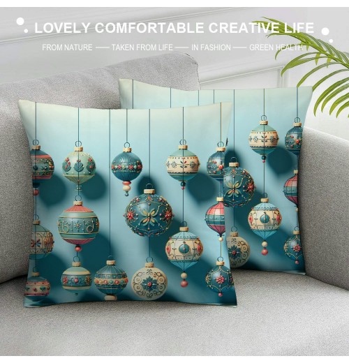 Ulloord  Blue Christmas pillow Covers Farmhouse Christmas Decorations Merry Christmas FA La La Winter Holiday Decor Throw Cushion Case for Home Couch