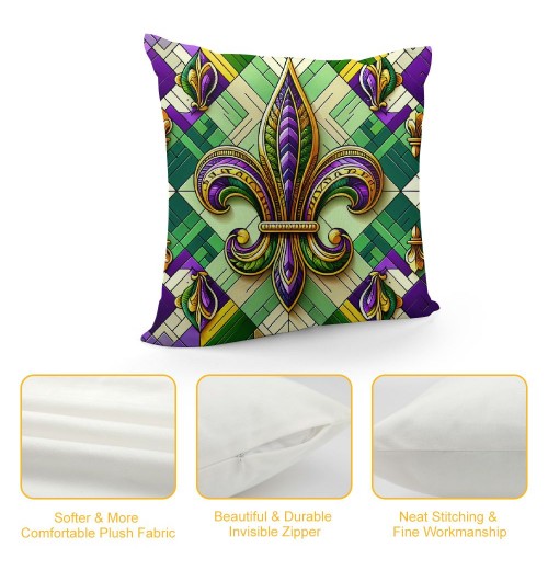 Ulloord Mardi Gras pillow Covers Spring Farmhouse Decor Truck Holiday Decorations Throw Cushion Case for Home Decorations