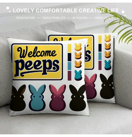 Ulloord  Easter pillow Covers Farmhouse Bunny Decoration Egg Rabbit Decorative pillow Cases for Sofa Couch