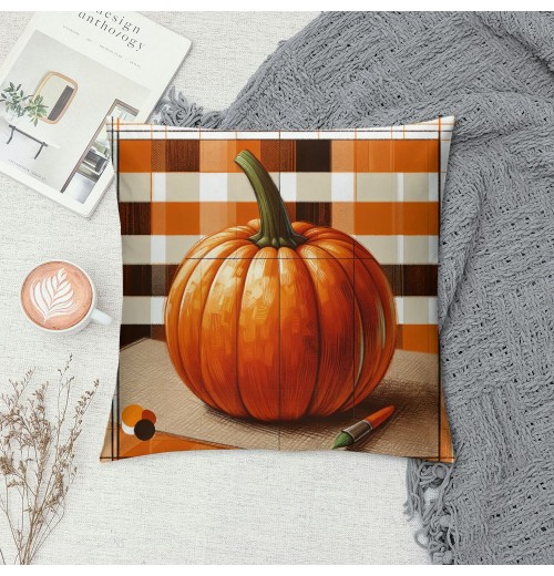 Ulloord Fall Decor pillow Covers Thanksgiving Farmhouse Decorations Dot Orange Pumpkin Throw Cushion Case for Home Couch