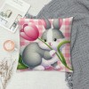 Ulloord  Easter pillow Covers Farmhouse Decorations for Spring Decorative Pink Buffalo Plaid Bunny Eggs Throw Cushion Case for Home Decor