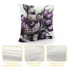 Ulloord Purple Tulips Rabbit Easter pillow Covers Buuny Eggs Easter Decorations Flowers Spring Farmhouse Throw Cushion Case for Home Sofa Couch