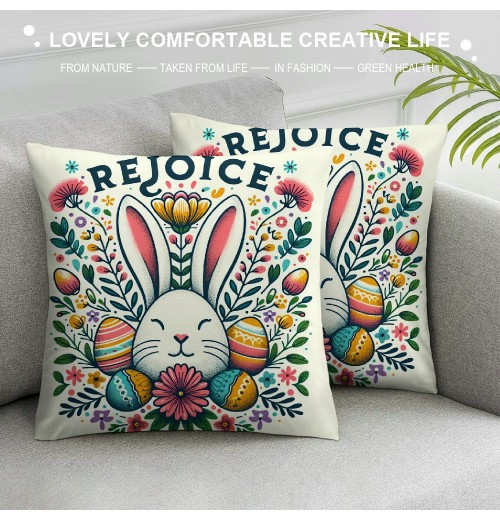 Ulloord Eggs Bunny Decorative Throw pillow Cover, Flower Outdoor pillowcase, Floral Cushion Case Home Decor