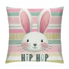 Ulloord pillow Covers, Rabbits Bunny Hello Peeps Eggs Truck Striped Farmhouse Decorative Throw pillowcases for Home Sofa Couch Decoration