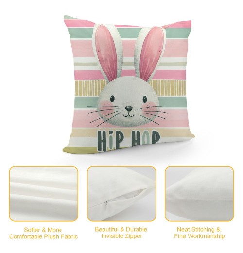 Ulloord pillow Covers, Rabbits Bunny Hello Peeps Eggs Truck Striped Farmhouse Decorative Throw pillowcases for Home Sofa Couch Decoration