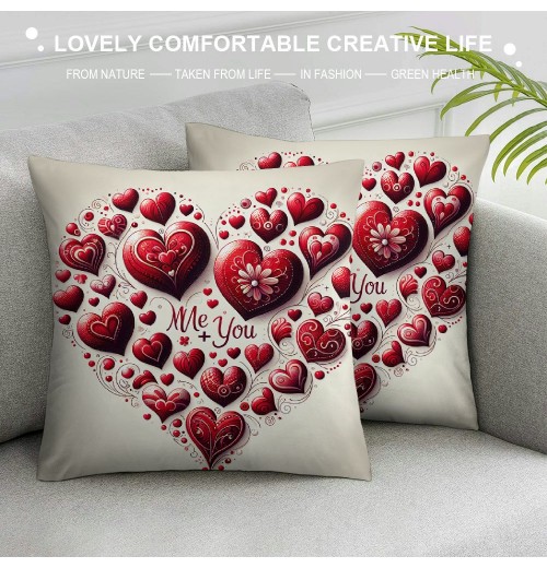 Ulloord  Valentines Day Throw pillow Covers, Love Heart Truck Spring Farmhouse Holiday Red Cushion Case for Home Sofa Couch Decoration