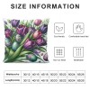 Ulloord Purple Tulips Rabbit Easter pillow Covers Buuny Eggs Easter Decorations Flowers Spring Farmhouse Throw Cushion Case for Home Sofa Couch