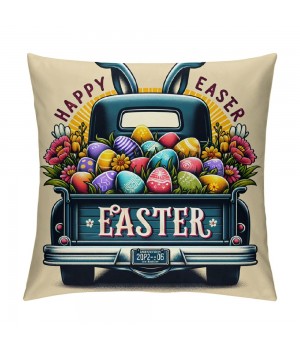 Ulloord Easter pillow Covers Easter Decorations for Home Bunny Truck Hello pillows Easter Decorative Throw pillows Spring Easter Farmhouse Decor