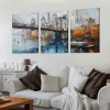 Brooklyn Bridge Wall Art New York Canvas Abstract Cityscape Painting, NYC Skyline Textured Picture Modern Colorful Artwork Framed for Living Room Bedroom Bathroom Office Home Decor 