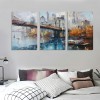 Brooklyn Bridge Wall Art New York Canvas Abstract Cityscape Painting, NYC Skyline Textured Picture Modern Colorful Artwork Framed for Living Room Bedroom Bathroom Office Home Decor 