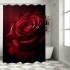 Shangniulu Art Red Roses Bathroom Set with Shower Curtain and Rugs, Toilet Lid Cover, Bath Mat, Romantic Roses Shower Curtains for Bathroom Decor, Waterproof Fabric Bathroom Shower Curtain Sets with 