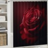 Shangniulu Art Red Roses Bathroom Set with Shower Curtain and Rugs, Toilet Lid Cover, Bath Mat, Romantic Roses Shower Curtains for Bathroom Decor, Waterproof Fabric Bathroom Shower Curtain Sets with 