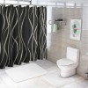 Shangniulu Black and Brown Striped Wavy Line Fabric Shower Curtain for Bathroom , Shower Curtains for Bathroom , Weighted Hem,Waterproof Bath Accessories Hotel Style