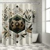 Shangniulu Eucalyptus Leaves Shower Curtain, Art Deco Inspired Geometric Rhombus Ornament Botanical Look,  Fabric Bathroom Decor Set with Hooks