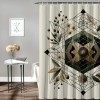 Shangniulu Eucalyptus Leaves Shower Curtain, Art Deco Inspired Geometric Rhombus Ornament Botanical Look,  Fabric Bathroom Decor Set with Hooks