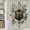 Shangniulu Eucalyptus Leaves Shower Curtain, Art Deco Inspired Geometric Rhombus Ornament Botanical Look,  Fabric Bathroom Decor Set with Hooks