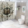 Shangniulu Eucalyptus Leaves Shower Curtain, Art Deco Inspired Geometric Rhombus Ornament Botanical Look,  Fabric Bathroom Decor Set with Hooks