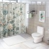 Shangniulu Pink Shower Curtain, Modern Farmhouse Themed Tender Flowering Scene on Rustic Backdrop Realist Look,  Fabric Bathroom Decor Set with Hooks