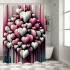 Shangniulu Pink Shower Curtain, Futurist Love Concept Grunge Design Hearts with Faded Effect Lines Print Graffiti,  Fabric Bathroom Decor Set with Hooks