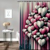 Shangniulu Pink Shower Curtain, Futurist Love Concept Grunge Design Hearts with Faded Effect Lines Print Graffiti,  Fabric Bathroom Decor Set with Hooks