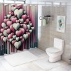 Shangniulu Pink Shower Curtain, Futurist Love Concept Grunge Design Hearts with Faded Effect Lines Print Graffiti,  Fabric Bathroom Decor Set with Hooks