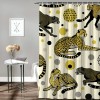 Shangniulu Pink Shower Curtain, Feels Animal Pattern with Bohemian Polka Dotted Backdrop,  Fabric Bathroom Decor Set with Hooks, 69" W x 70" L, Mustard Pale Rose Grey