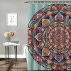 Shangniulu Pink Shower Curtain, Bohemian Mandala Composition Retrospective Circles and Lines Mid Century Modern,  Fabric Bathroom Decor Set with Hooks, 69" W x 70" L, Dried Rose Peach