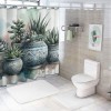 Shangniulu Botanical Shower Curtain, Exotic Leaves on Ethnic Pots on Colorful Watercolor Backdrop,  Fabric Bathroom Decor Set with Hooks