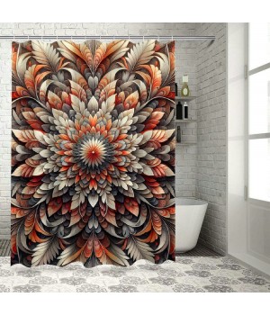 Shangniulu Boho Shower Curtain, Abstract Flowers Tender Colors,  Fabric Bathroom Decor with Hooks