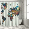 Shangniulu Earth Shower Curtain, Detailed World Map with All Countries Major Capital Cities Universe Continents,  Fabric Bathroom Decor Set with Hooks