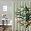 Shangniulu Eucalyptus Leaves Shower Curtain, Rhomboid Shape with Botanical Blooms Leafs on Dreamy Clouds,  Fabric Bathroom Decor Set with Hooks