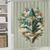 Shangniulu Eucalyptus Leaves Shower Curtain, Rhomboid Shape with Botanical Blooms Leafs on Dreamy Clouds,  Fabric Bathroom Decor Set with Hooks