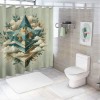 Shangniulu Eucalyptus Leaves Shower Curtain, Rhomboid Shape with Botanical Blooms Leafs on Dreamy Clouds,  Fabric Bathroom Decor Set with Hooks