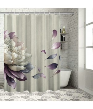 Shangniulu Flower Shower Curtain, Abstract Themed Modern Futuristic Image with Water Like Colored Artwork Print,  Fabric Bathroom Decor Set with Hooks