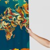 Shangniulu Abstract Map Shower Curtain, Detailed World Map with All Countries Major Capital Cities Universe Continents,  Fabric Bathroom Decor with Hooks