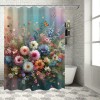 Shangniulu Shower Curtain, Creative Boho Wild Garden Bursting into Flowers Vintage ,  Fabric Bathroom Decor Set with Hooks