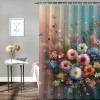 Shangniulu Shower Curtain, Creative Boho Wild Garden Bursting into Flowers Vintage ,  Fabric Bathroom Decor Set with Hooks