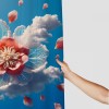 Shangniulu Flower Shower Curtain, Abstract Themed Modern Futuristic Image with Water Like Colored Artwork Print,  Fabric Bathroom Decor Set with Hooks