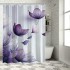 Shangniulu Flower Shower Curtain, Abstract Themed Modern Futuristic Image with Water Like Colored Artwork Print,  Fabric Bathroom Decor Set with Hooks