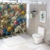 Shangniulu Colorful Flower Shower Curtain, Abstract Themed Modern Futuristic Image with Like Colored Artwork Print,  Fabric Bathroom Decor Set with Hooks