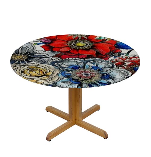 Shangniulu Boho Round Table cover, Waterproof and Spill-Proof Washable Polyester Table, for Polyester Reception Banquet Event Kitchen Dining