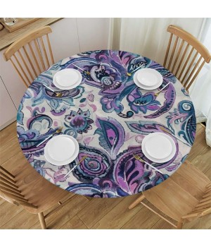 Shangniulu Round Table cover, Flowers Pattern Country Print, Suitable for Wedding Party Polyester Reception Banquet Event Kitchen Dining