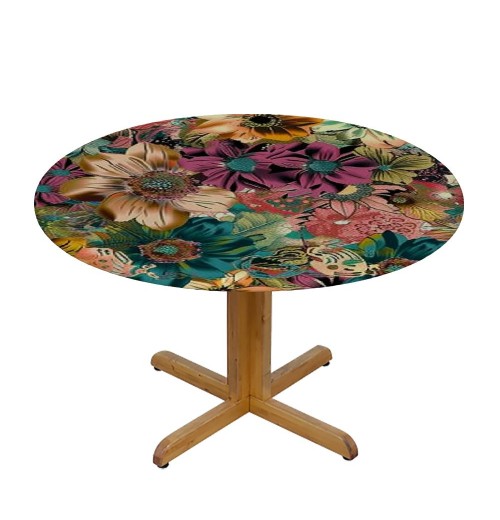 Shangniulu Boho Round Table cover, Waterproof and Washable Polyester Table, Great for Buffet Tables, Parties, Holiday Dinners and More