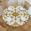 Shangniulu Round Table , Inspired Classic Print, Elastic Edge, Suitable for Dining Tables, self-Service Parties and Camping