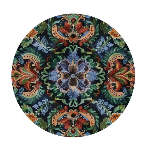 Shangniulu  Printing Round Table with Elastic Edge, Abstract Flower Waterproof Design Round Table Cover, Table Decoration 