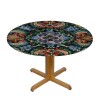 Shangniulu  Printing Round Table with Elastic Edge, Abstract Flower Waterproof Design Round Table Cover, Table Decoration 