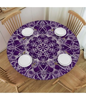 Shangniulu Round Table cover, Abstract Art Flower Bohemian Pattern, Great for Buffet Tables, Parties, Holiday Dinners and More